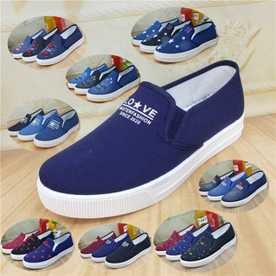 [Retail including freight] New ladies cloth shoes denim canvas shoes a slip-on lazy shoes flat-soled students