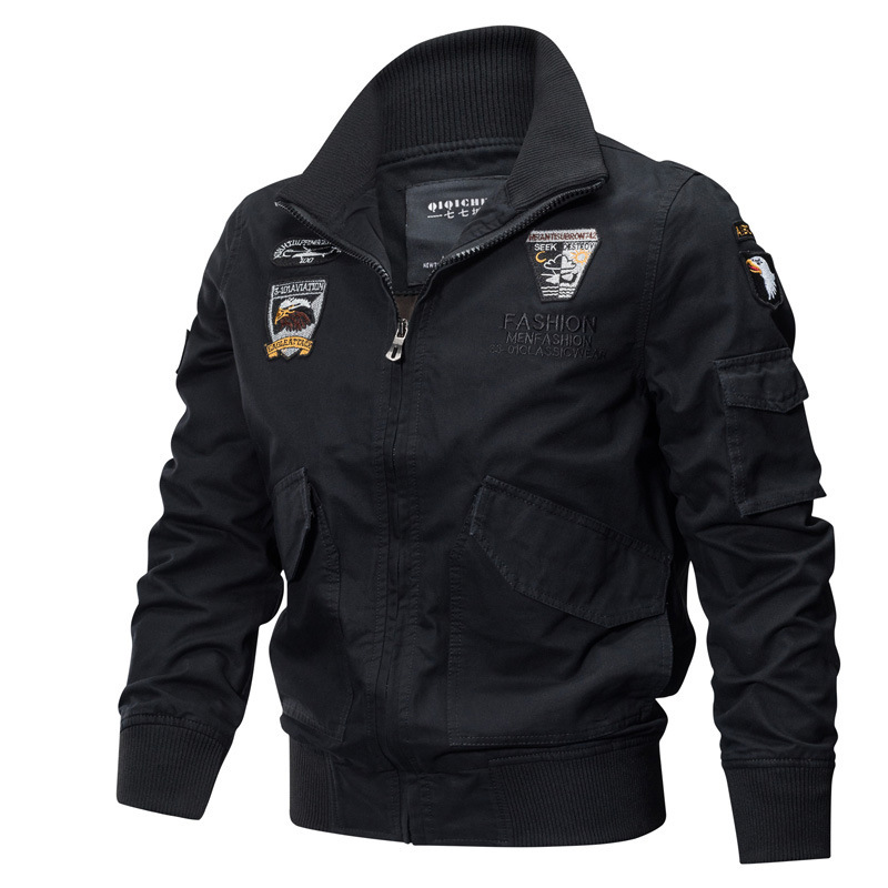 Men's Pure Cotton Jacket 2026 New Spring and Autumn Stand Collar Casual Versatile Pure Cotton Military-Style Top Workwear Trendy