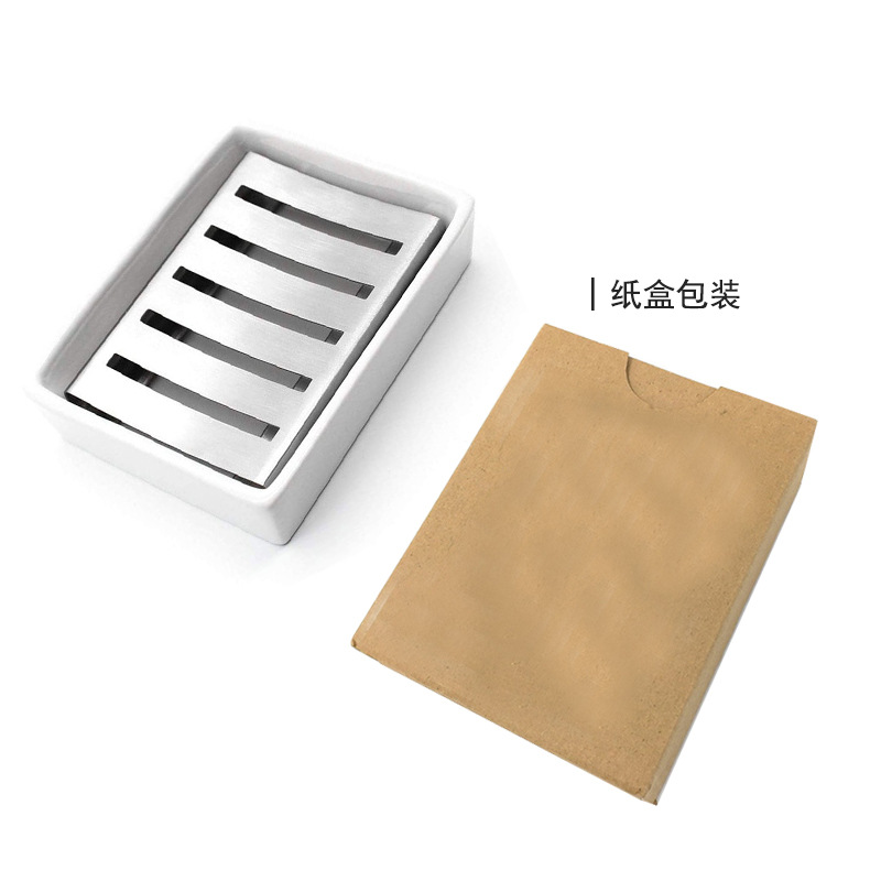 304 plato de jabón de acero inoxidable caja de jabón de drenaje del hogar Baño creativo rectangular bandeja de jabón de cerámica Baño
