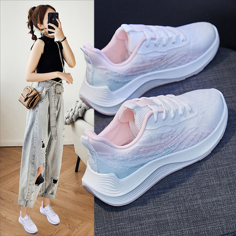 2026 Spring and Autumn Women's Shoes Flyknit Breathable Sneakers Women's Ins Korean Style Student Running Shoes Versatile Casual Shoes Trendy 2026 Spring and Autumn Women's Shoes Flyknit Breathable Sneakers Women's Ins Korean Style Student Running Shoes Versatile Casual Shoes Trendy