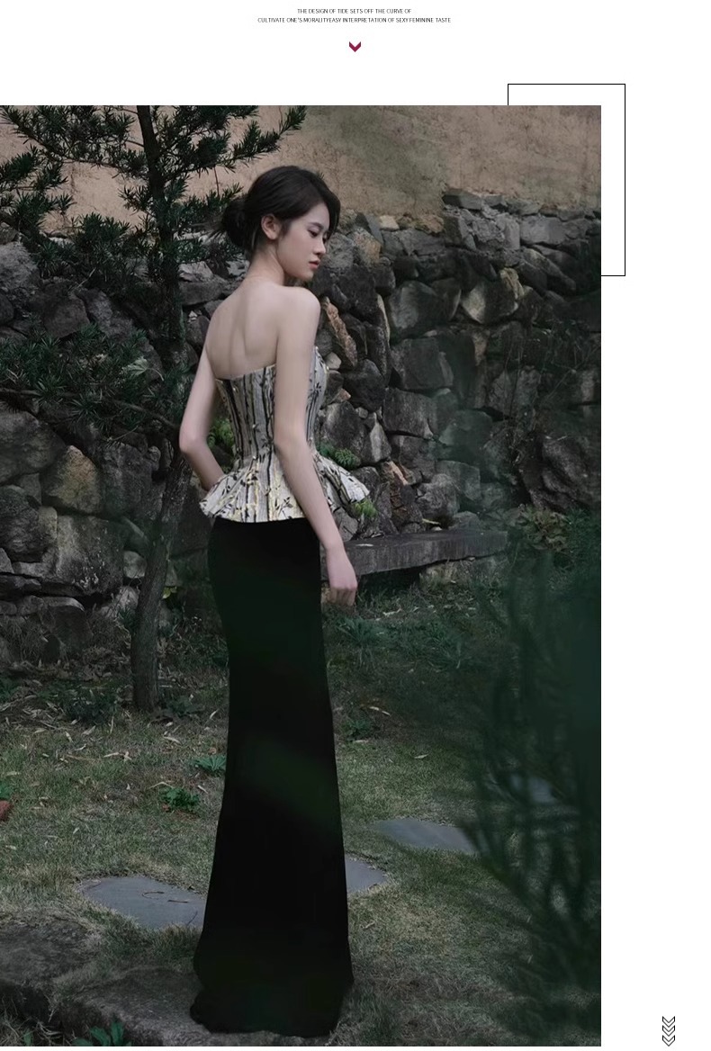 Đầm dạ hội đuôi cá không dây, thiết kế sang trọng, tôn dáng — Kiểu ống ngực màu đen, Kiểu quây ngực màu đỏ rượu chi tiết 10