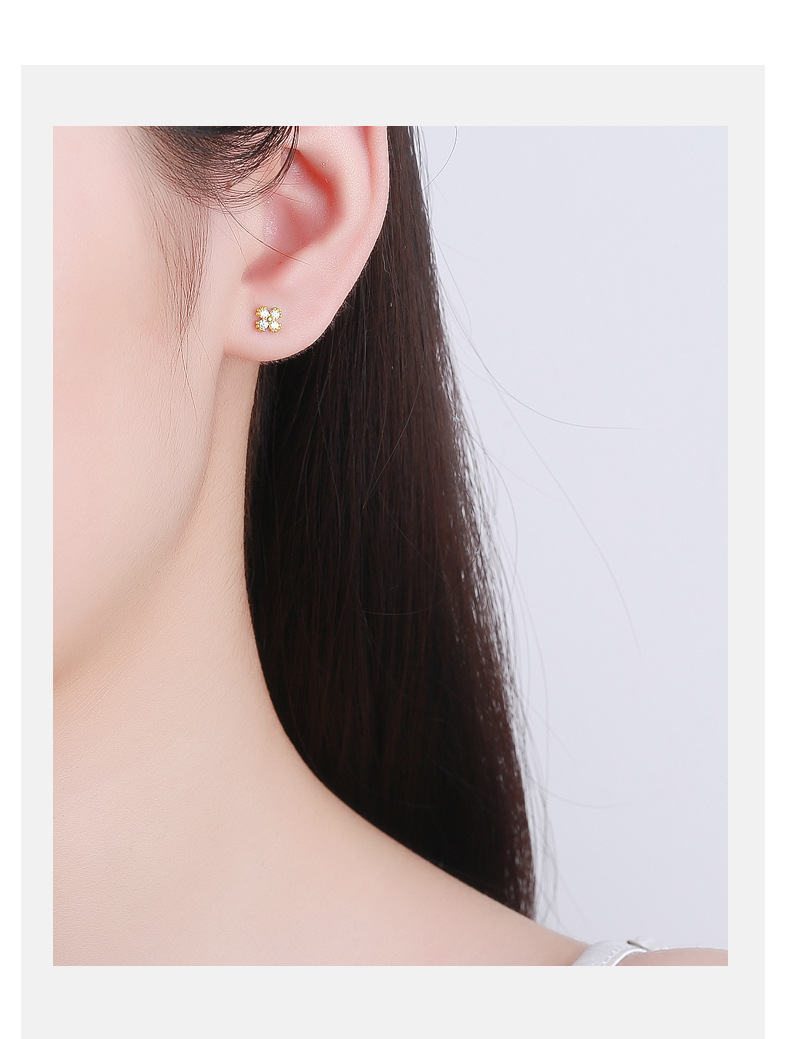 1g Weight 925 Sterling Silver Ear Needle Material Zircon Inlay Material Ear Studs Classification Screw Backs Ear Cap Type 1 Pair Quantity Daily Occasion 925 Sterling Silver Material Four Leaf Clover Pattern All Seasons Season Women's Gender Plating Design Simple Style Style 1 Pair 925 Sterling Silver Zircon 925 Sterling Silver Earrings Four Leaf Clover Screw Backs Ear Studs