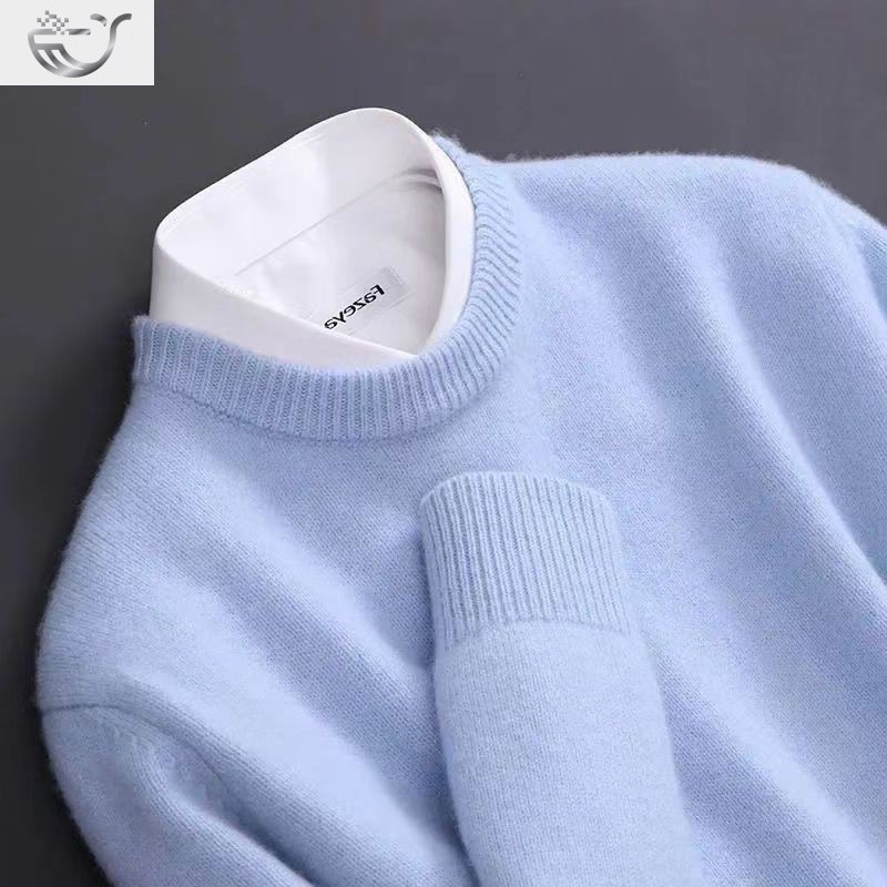 Round Neck Wool Sweater Men's Bat-Shaped Large Size Knitted Bottoming Shirt Autumn and Winter New Men's Sweater Top Long Sleeves