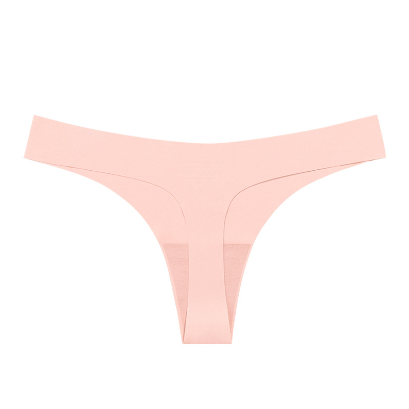 [Tanga sin costuras] ropa interior en forma de T de seda de hielo de color sólido para mujer sexy transfronteriza deportes calzoncillos de cintura baja invisibles