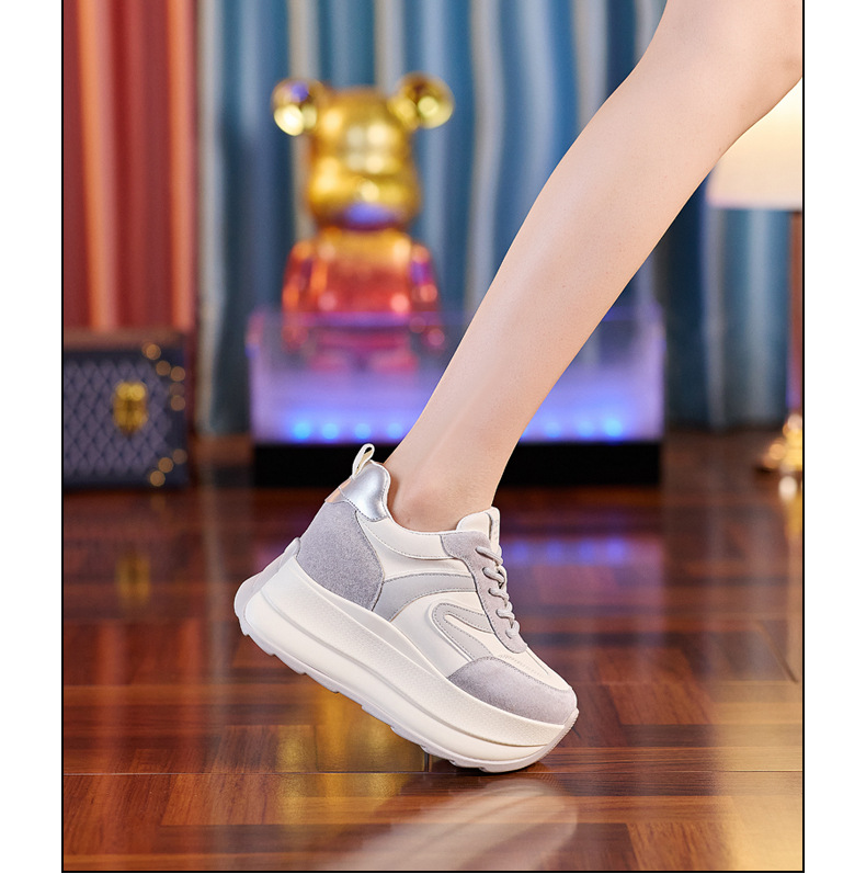 Giày sneaker nữ đế dày tăng chiều cao dáng nhỏ khoe chân — Màu be chi tiết 17