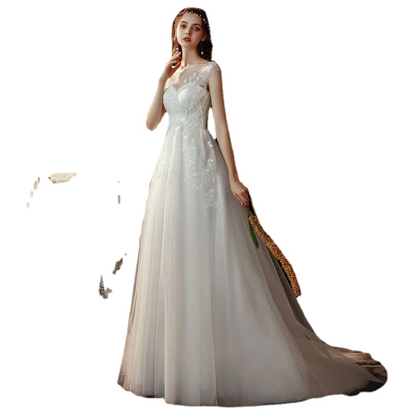 El Comercio exterior europeo y americano Amazon AliExpress desea estación independiente nuevo vestido de novia de encaje largo vestido de novia elegante