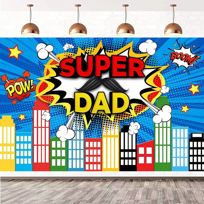 Foreign trade Amazon photography cartoon super city landscape map background cloth cartoon birthday photo party banner