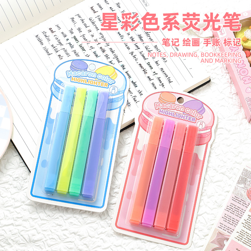 Nuevo resaltador de color estrella con tarjeta de succión, protector de ojos oblicuo, bolígrafo fluorescente para estudiantes, bolígrafo de mano de color, resaltador transfronterizo