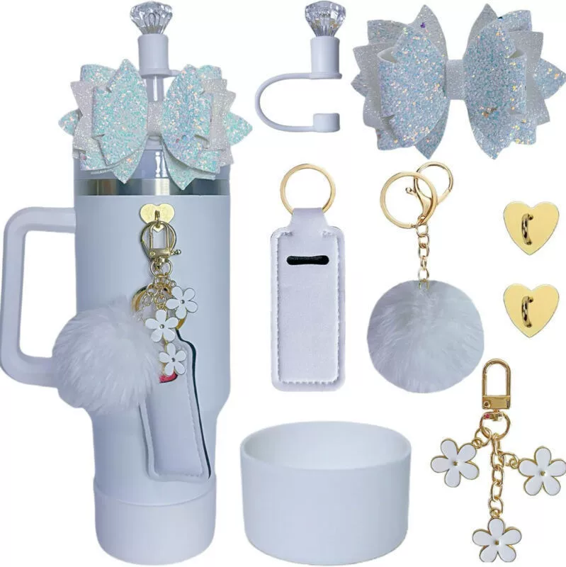 Трансграничные новые алмазные соломинки шапки шерстяные шарики брелки цветы подвесные наборы чашки помада сумка лук лук лук украшения