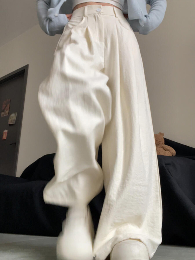 White autumn demi-season cream trousers