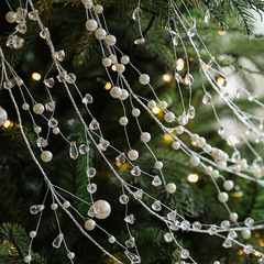 新しいクリスマス水晶チェーン真珠ビーズストラップクリスマスツリー花輪藤条装飾クリスマスシーン配置