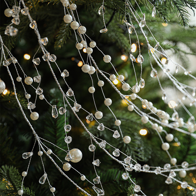 Nueva cadena de cristal de Navidad colgante de perlas de perlas árbol de Navidad guirlandas de vinas decoración de Navidad diseño de escena