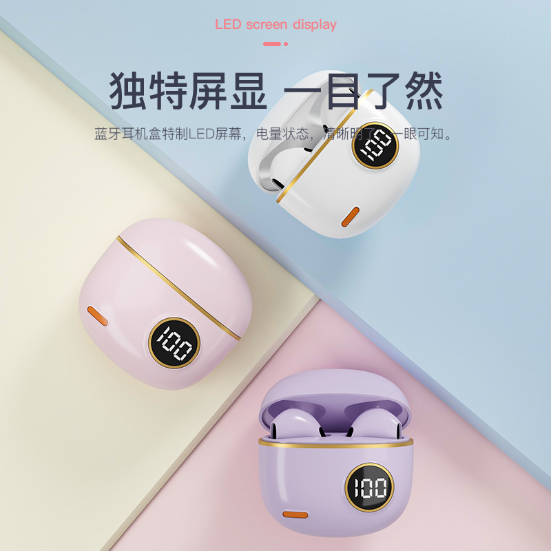 Nuevos auriculares Bluetooth transfronterizos TWS mini retro LED medio auriculares deportivos de gran potencia al por mayor