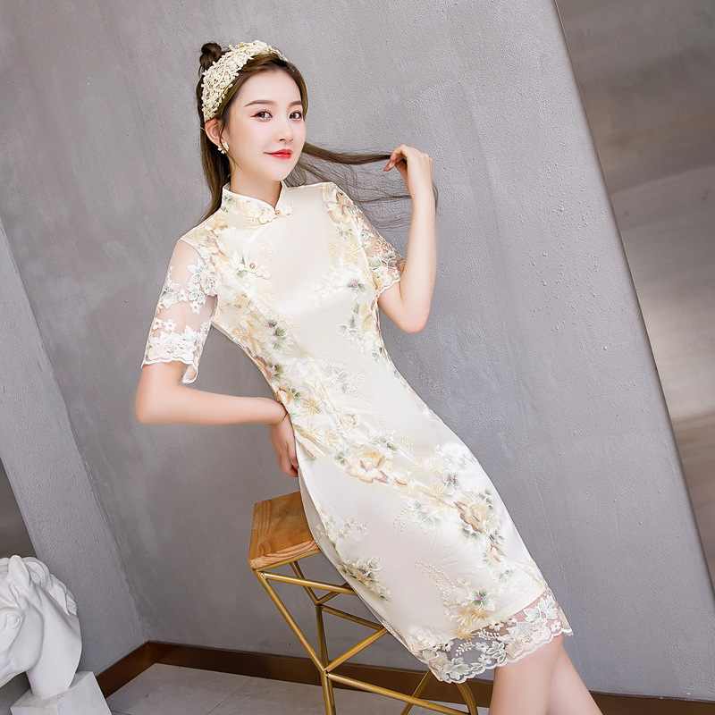 Chineses Dresses Retro Qipao For women girls  sweet young girl with modified erosion bone dress