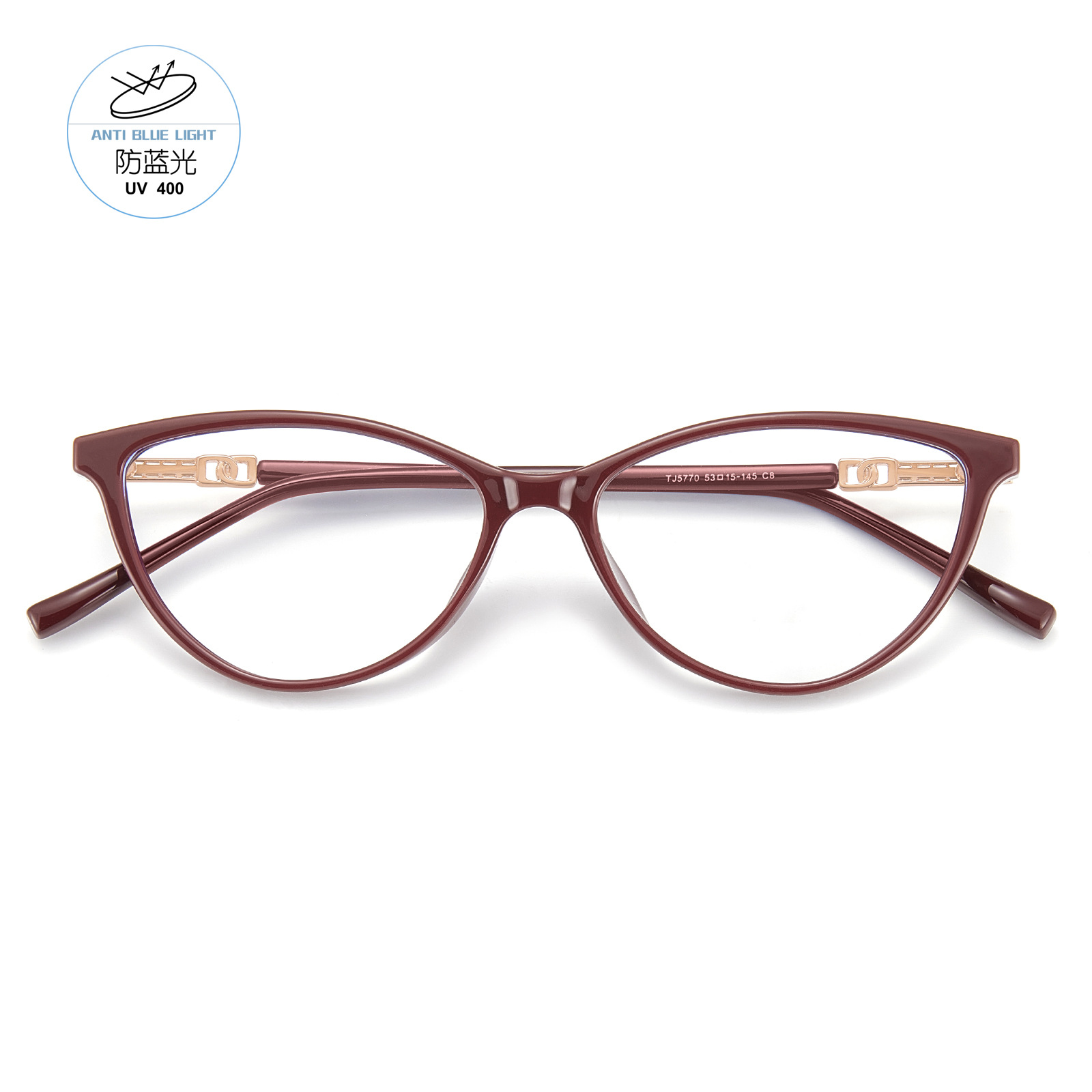 Año Nuevo exclusivo de Navidad de Angola red roja ojo de gato rojo protección de la cara azul marco de gafas de 4 mm borde ancho gafas al por mayor