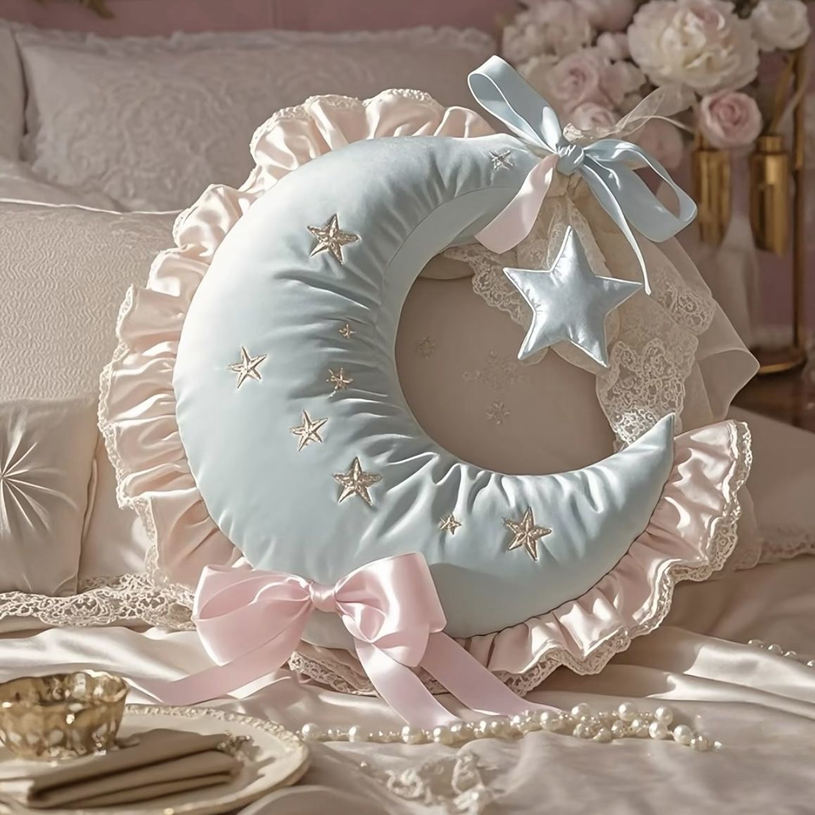 Wind Moon Pillow High-End Lolita Style Bedroom Pillow Cute and Exquisite Girls Gift Girls Decoration