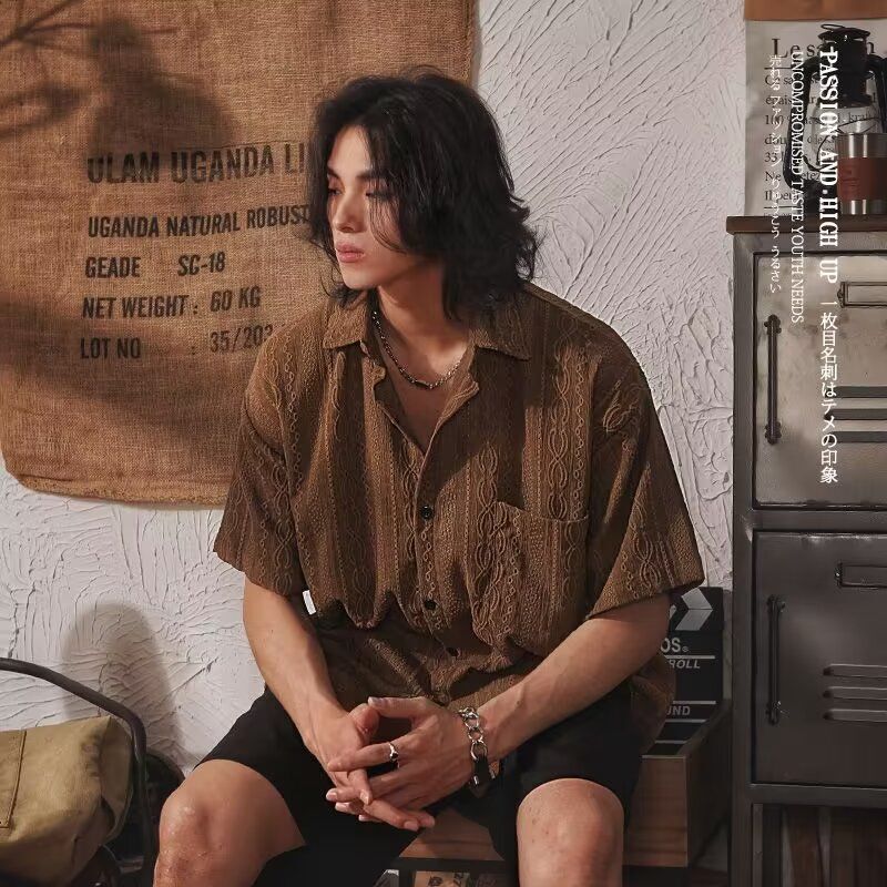 Vintage Niche Short-sleeved Design Shirt Draped Summer Casual Loose Ethnic Shirt Men's Japanese Style Half-sleeved Jacket