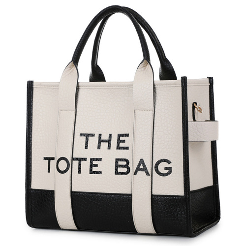 Cross-border new arrival: Trendy & Stylish European-American Style Dual-Color PU Letter-Print Shoulder Bag – Chic Tote Handbag