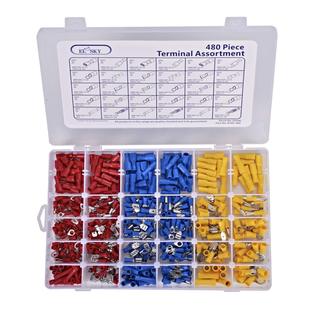 El-Sky 480 Premium Insulated Wire Terminals, Mixed Assorted Lug Kit, Electrical Crimping Connection