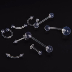 クロスボーダー熱売透明ソフトロッドアクリル舌釘臍釘ステルス唇馬蹄リング眉釘穿刺