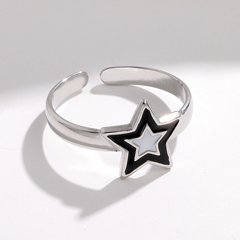 Daily Occasion 304 Stainless Steel Material 1 Piece Fashion Star Stainless Steel Plating Open Ring