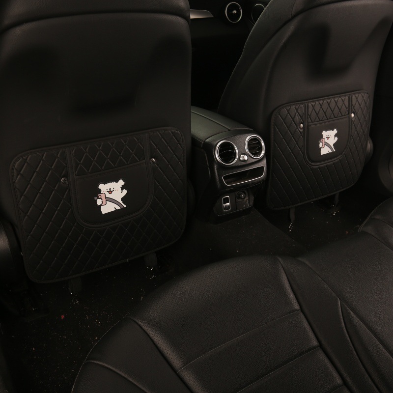 Car Seat Back Anti-Kick Pad Quilted Embroidered Driving Puppy Anti-Kick Pad Car Seat Back Anti-Fouling Pad Anti-Dirty Pad