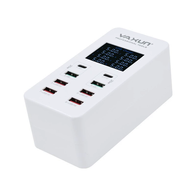 YX-A8T многопортовый USB умный быстрая зарядка зарядное устройство с цифровым дисплеем PD быстрая зарядка QC3.0 быстрая зарядка настройка