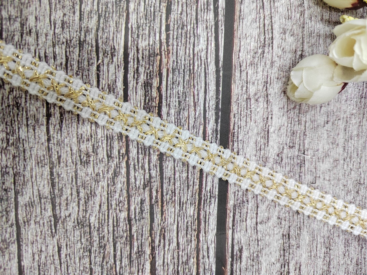 厂家现货直销 1cm宽 小香风金线米字花边  手工织带花边辅料