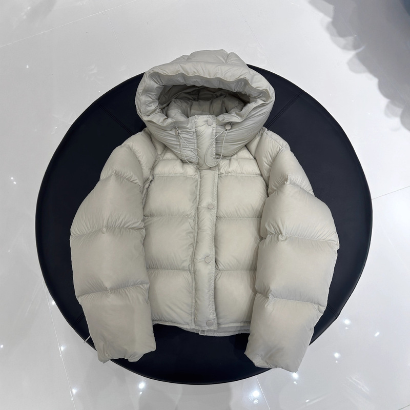 泡芙羽绒服女短款2025冬季新款连帽加厚90白鸭绒保暖面包服外套|undefined