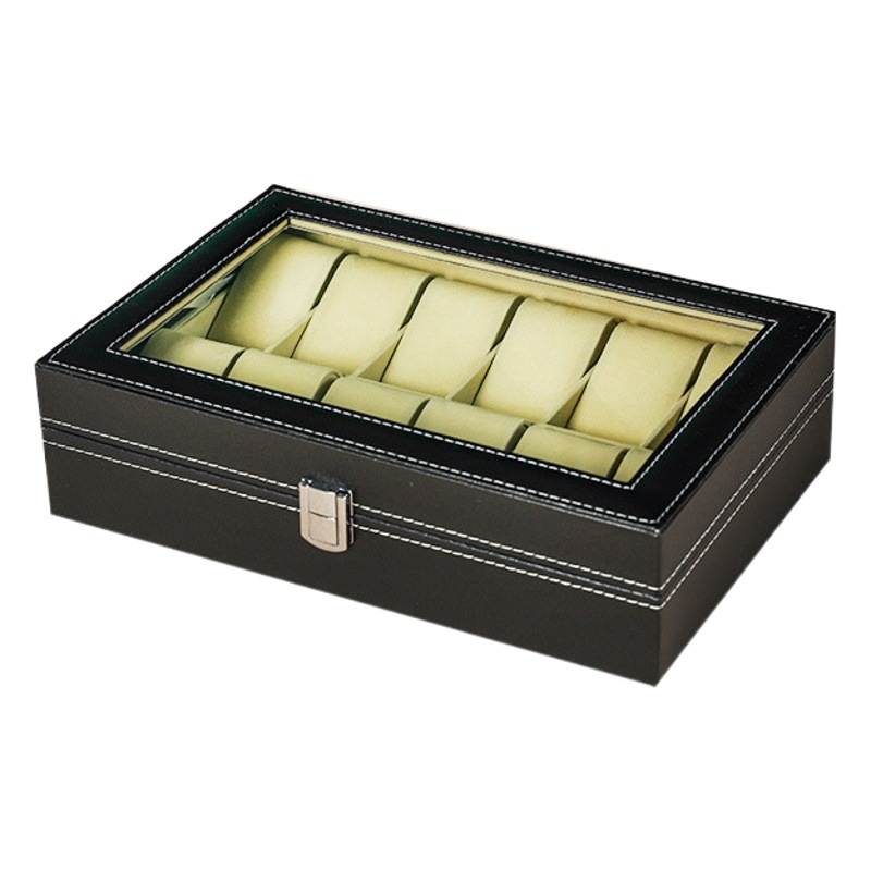 Caja de almacenamiento de reloj de cuero texturizado de moda transfronteriza caja de embalaje interior de gamuza caja de cuero caja de reloj caja de presentación