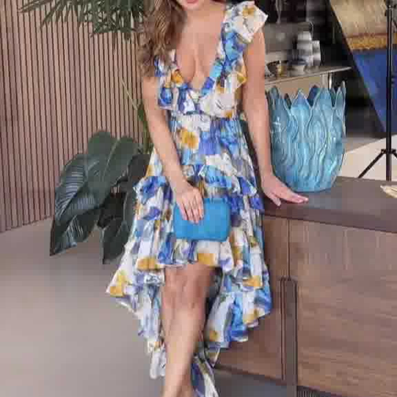 2024 Summer New European And American Cross-Border Women's Bohemian Casual Style Fashion Printed Vacation Long_ecoleips.com
