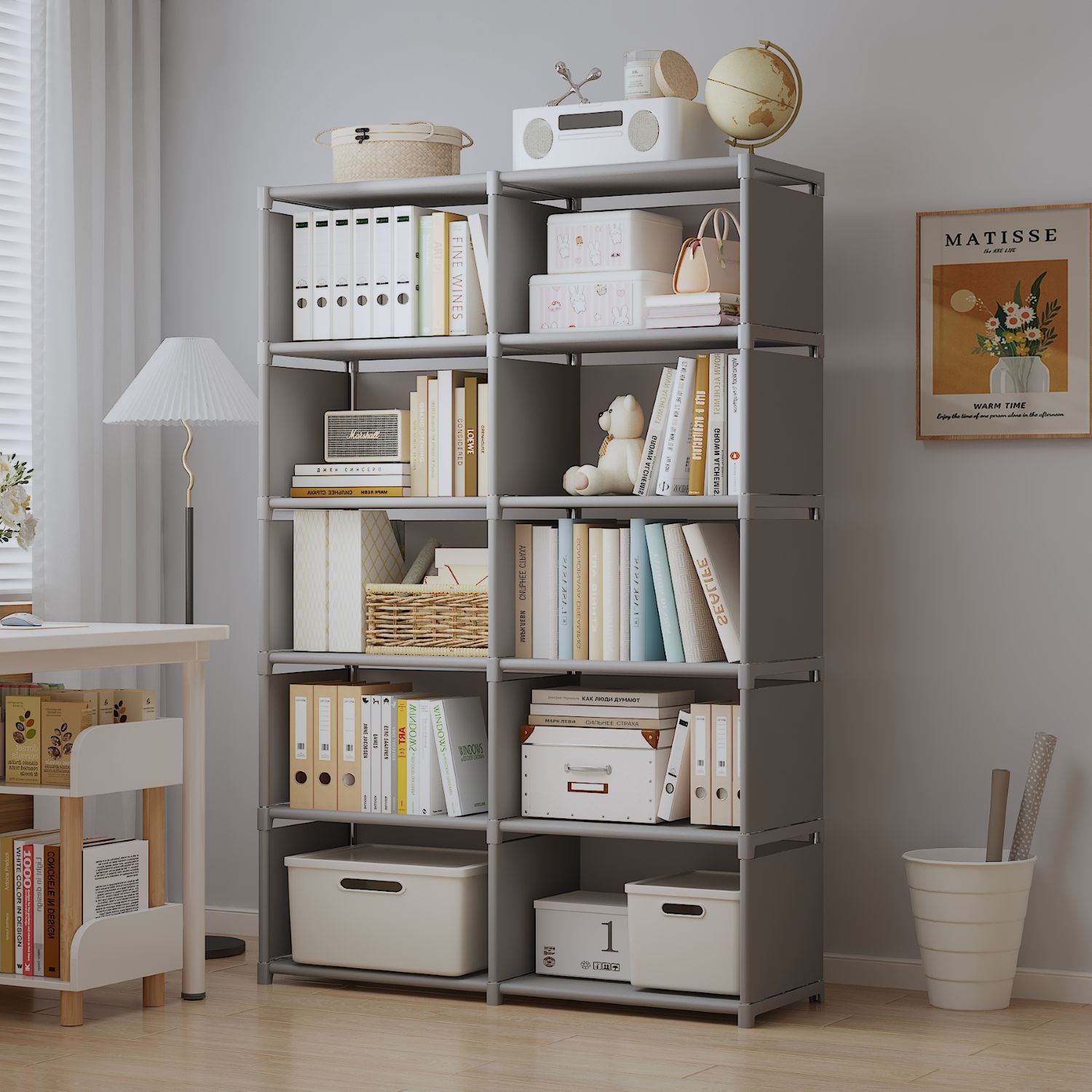 Estante simple combinado estilo retrógrado estante moderno estante simple dormitorio estante de almacenamiento estante diseño de habitación infantil
