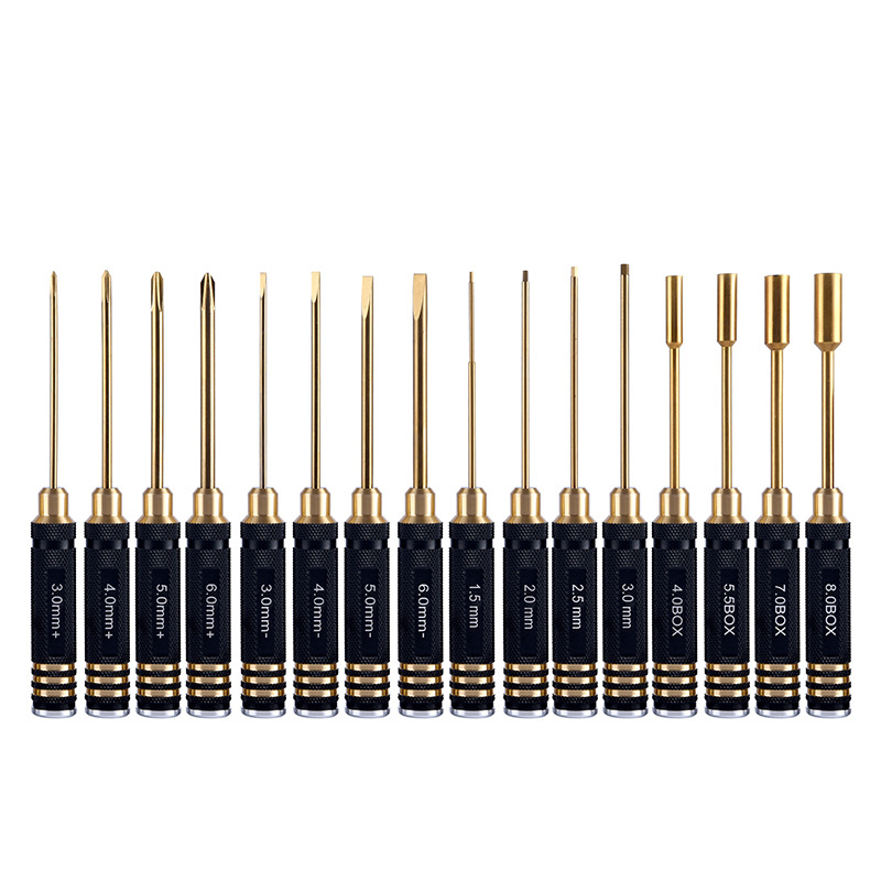 航模圆柄黑金16件套工具包