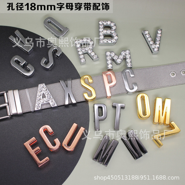 Glossy metal accessories with letters