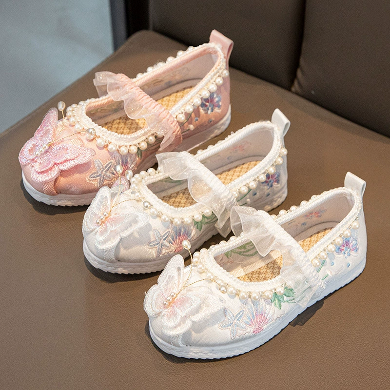 Туфли для девочек Hanfu этнический древний стиль детские вышитые туфли старинные костюмы