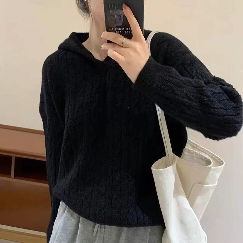 Sweater, jacket, knitted body-friendly hoody, oversize