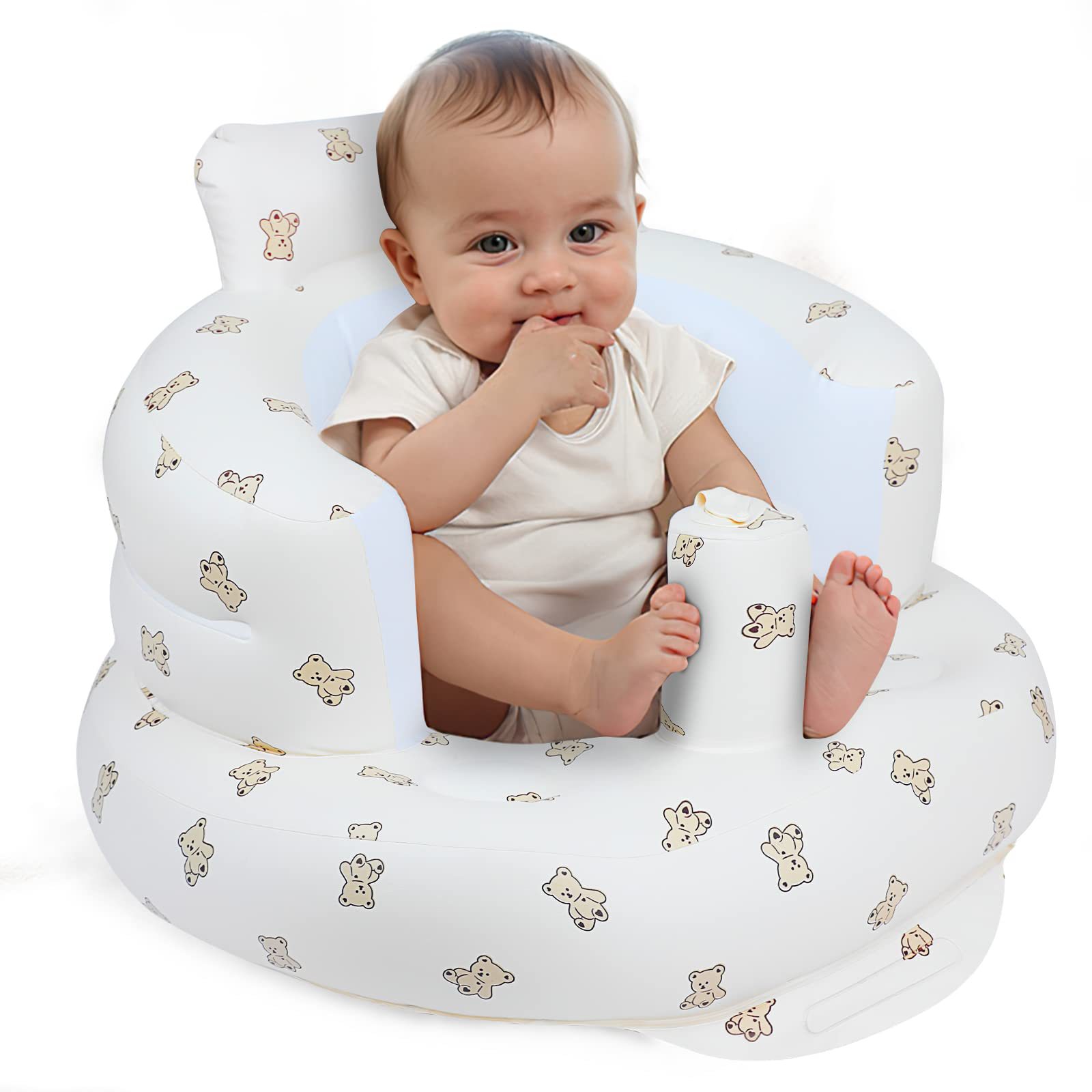 Silla inflable eléctrica para bebés 2026 en stock, asiento de aprendizaje para bebés, cojín para practicar sentarse, taburete de baño, sofá anticaída