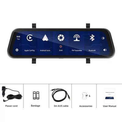 9.66inch Carplay Smart Screen Android Auto Screen Mirroring Bluetooth Fm Dash Cam No Installation Required (Driving recorder) - 966inch-carplay-single-lens
