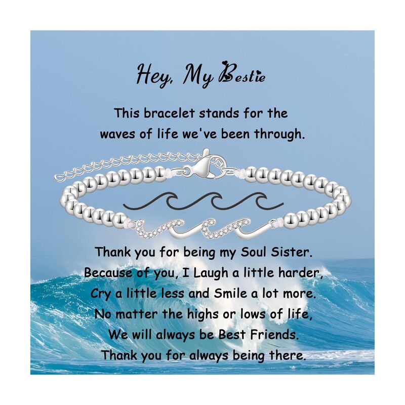 Cross-border exquisite zircon inlaid wave beaded stainless steel bracelet for mom's best friend birthday gift niche design