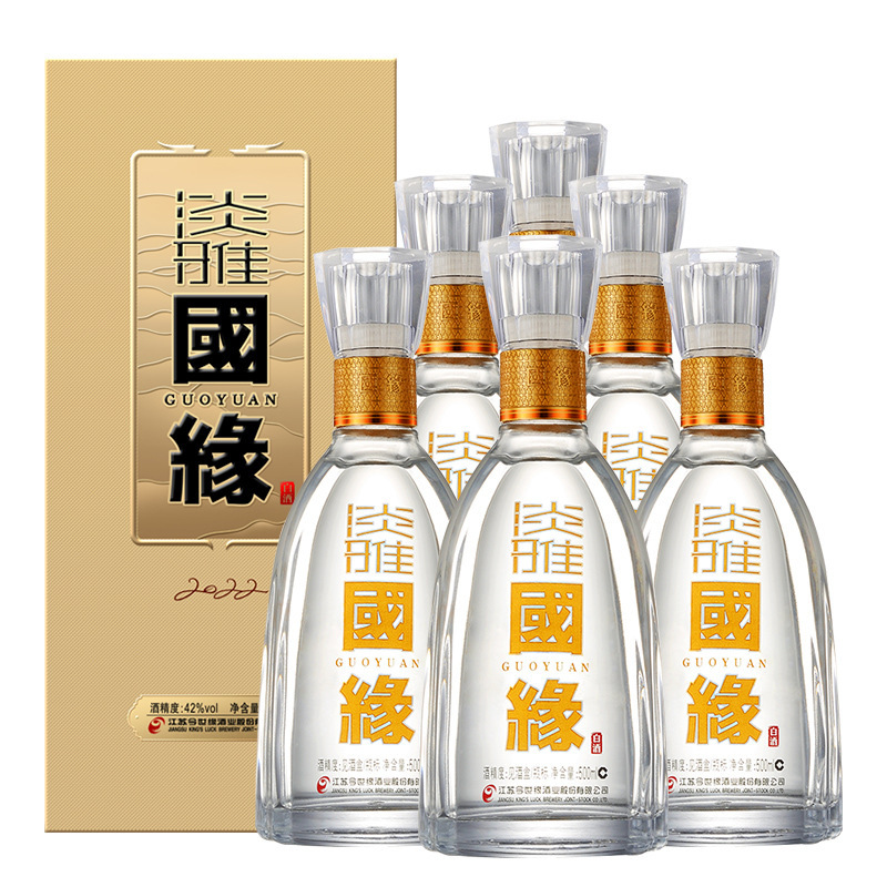 【厂家自营】今世缘淡雅国缘42度醇厚型白酒500ml单瓶商务宴鸽子