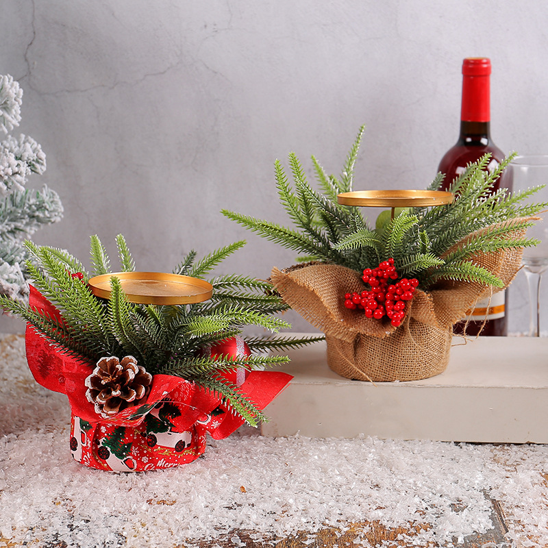 Portavelas Navideño Pequeño de Hong Kong Love, Portavelas Decorativo con Fruta Roja, Adorno de Piña, Atmósfera Navideña, Accesorios para Velas