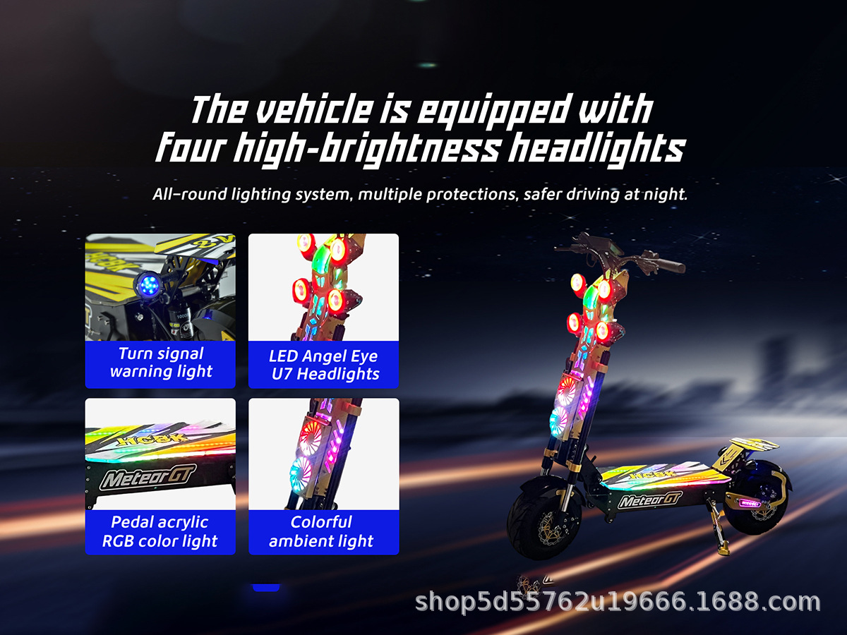 GT-M8 72V Dual Drive 10000W Off-Road Electric Scooter, Foldable, 110 mph Speed, Long Range Electric Vehicle