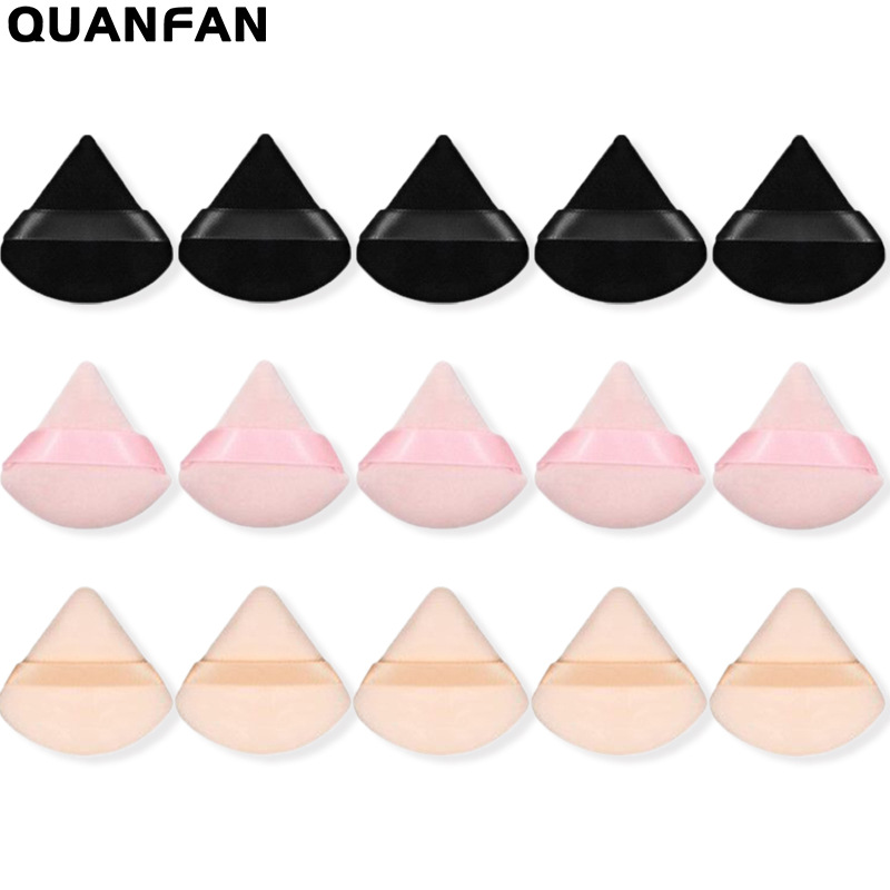 Nuevo triángulo negro soplo de polvo seco en forma de abanico de soplo de maquillaje soplo de polvo de miel mojado y seco herramientas de maquillaje de doble uso transfronterizo exclusivo