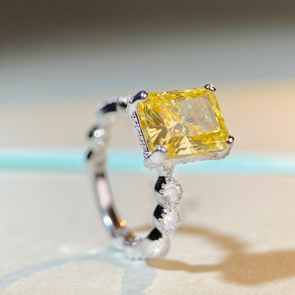 Fashion Rectangle Sterling Silver Inlay Zircon Rings 1 Piece