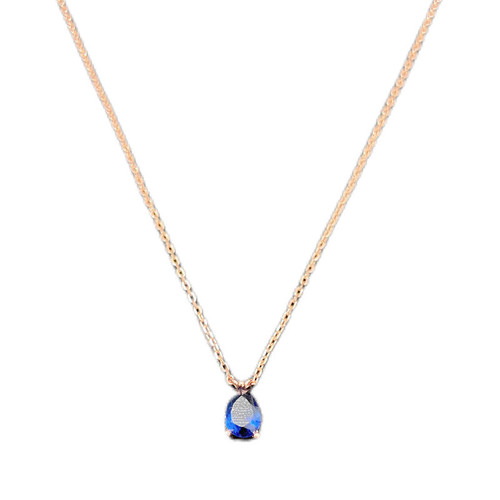 S925 sterling silver plated 14K gold French drop sapphire necklace rose gold clavicle chain for women exquisite and versatile whitening