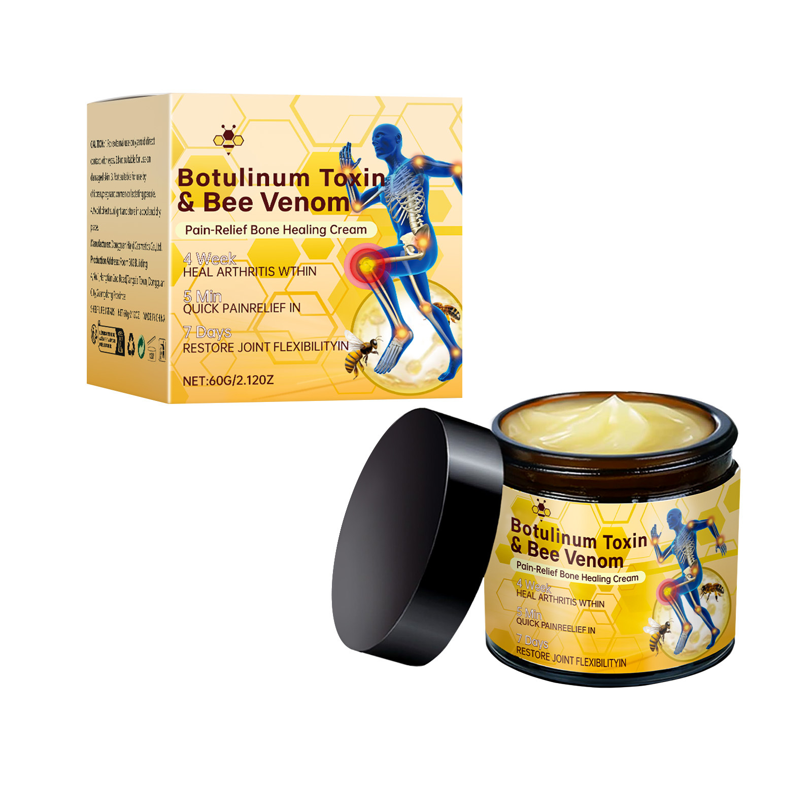 Ostación externa de Amazon TK transfronteriza para aliviar las molestias, masaje corporal, crema nutritiva y suave para articulaciones de veneno de abeja 60g