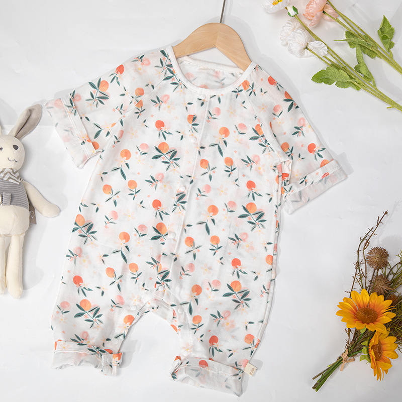 Ropa de verano para bebés Clase A Gasa de algodón de bambú antibacteriana Ropa de hogar Ropa de una pieza para recién nacido Ropa de cama para bebés para hombres