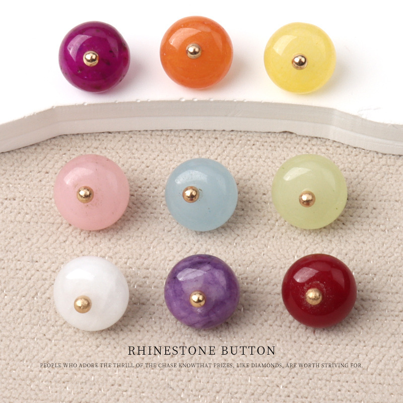 Color gold nail jade button cheongsam plate button Tang suit Han clothing bead button Chinese retro silk shirt button wholesale