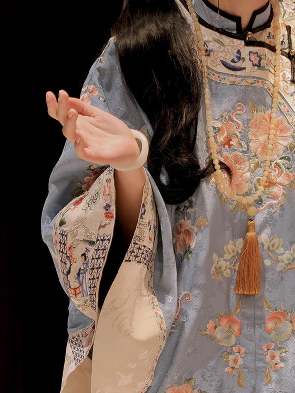 新中式国风晚清少奶奶复古印花蓝色上衣女2025秋季清汉女改良汉服|undefined