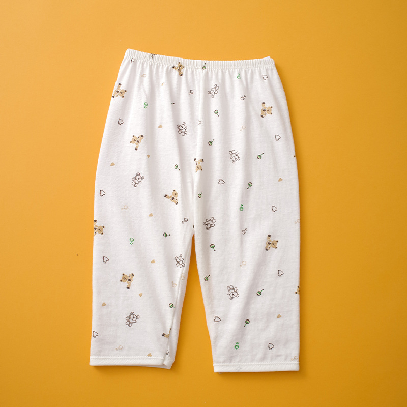 2023 primavera y verano Nueva Ropa interior de dibujos animados para el hogar hombres y mujeres traje de recién nacido Cuatro Estaciones de una sola cara Botón de algodón ropa de bebé